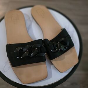 ShuShop Black Chain Accent Sandals Size 7.5